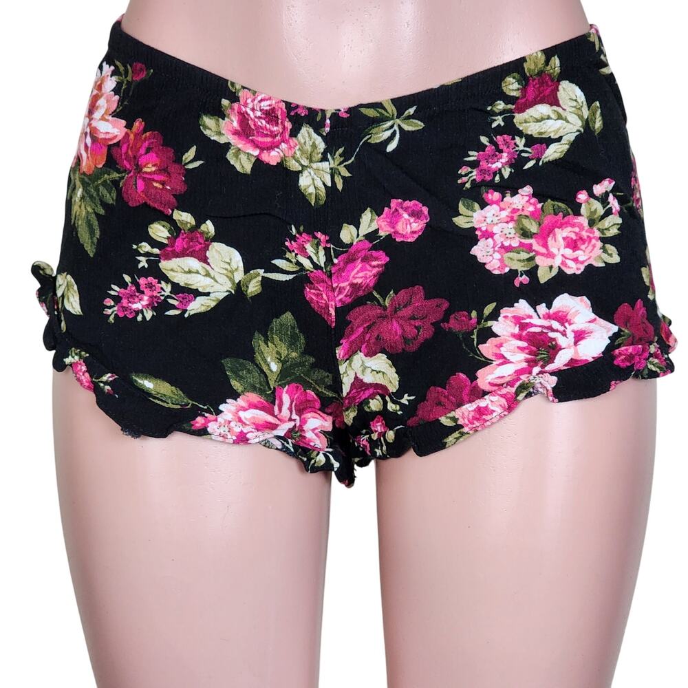 Ambiance Apparel Small Black Floral Booty Shorts
